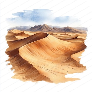 22 Clipart di dune del deserto / Illustrazione di paesaggio di sabbia per Etsy / Clipart di acquerelli stampabili / JPG di alta qualità / Artigianato di carta / Diario spazzatura