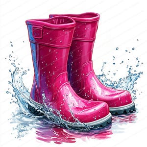 16 Clipart de botte de pluie colorée | Botte de pluie des cliparts | Clipart aquarelle imprimable | JPG de haute qualité | Téléchargement numérique | Créations en papier