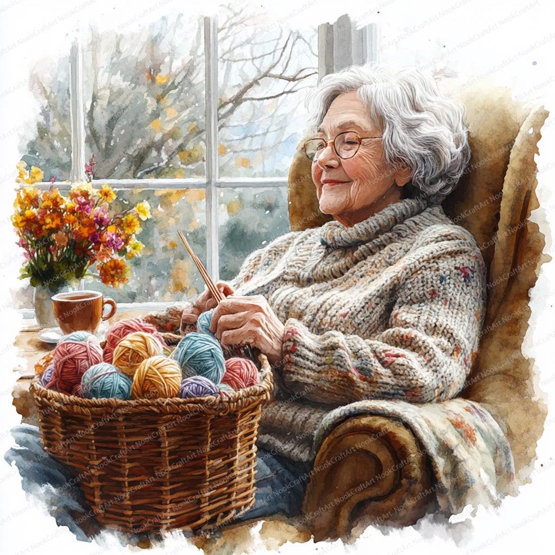 20 Grandma's Knitting Basket Clipart | Cozy Crafting Essentials ...