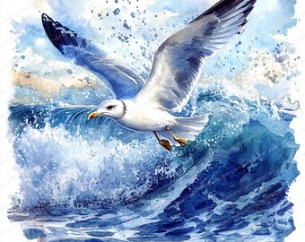 18 海の波の上のカモメのクリップアート | 航海中の海鳥のイラスト