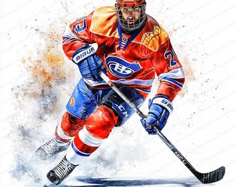 20 ijshockeyspeler-clipart | Afdrukbare aquarelkunst | Hoge kwaliteit JPG's | Digitale download | Papiermodellen | Sublimatieontwerpen