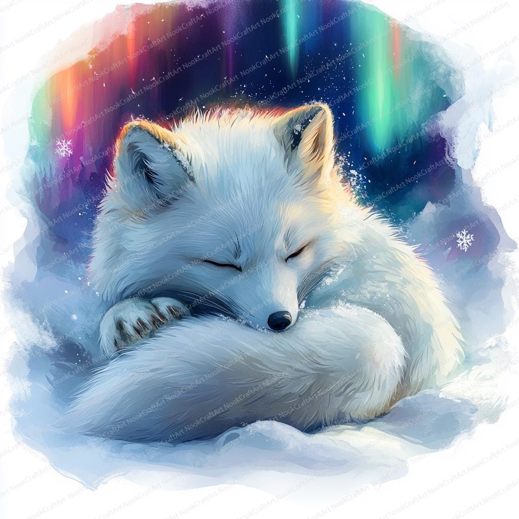 24 Arctic Fox Clipart | Winter Wildlife Illustration Set