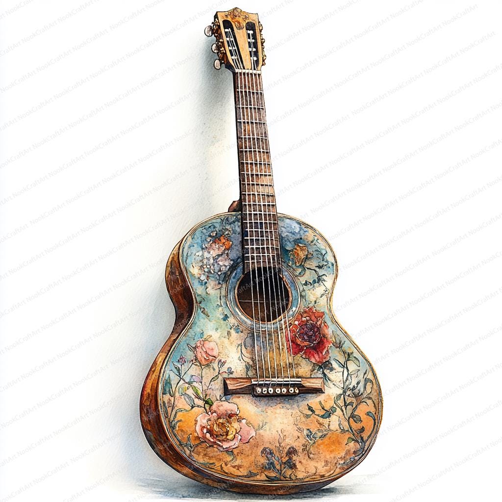 18 Intricate Guitar Clipart | Artistic Woodwork Design