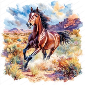 Western Horse Watercolour Clipart | 14 High Quality JPGs | Printable Watercolor | Digital Download | Paper Craft | Junk Journal