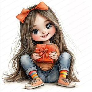 20 Quirky Girls Clipart | Cute Christmas Girl | High Quality JPGs | Digital Download | Paper Craft | Junk Journal