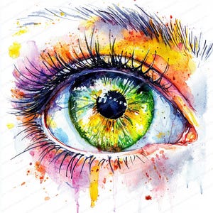 16 imágenes prediseñadas de ojos abstractos / Ilustraciones de ojos humanos / Imágenes prediseñadas de acuarela imprimibles / JPG de alta calidad / Manualidades de papel / Revistas basura