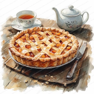 22 Clipart de Torta de Frutas Lattice | Ilustração de Padaria Artesanal | Clipart de Aquarela para Imprimir | JPGs de Alta Qualidade | Artesanato em Papel | Diário de Lixo