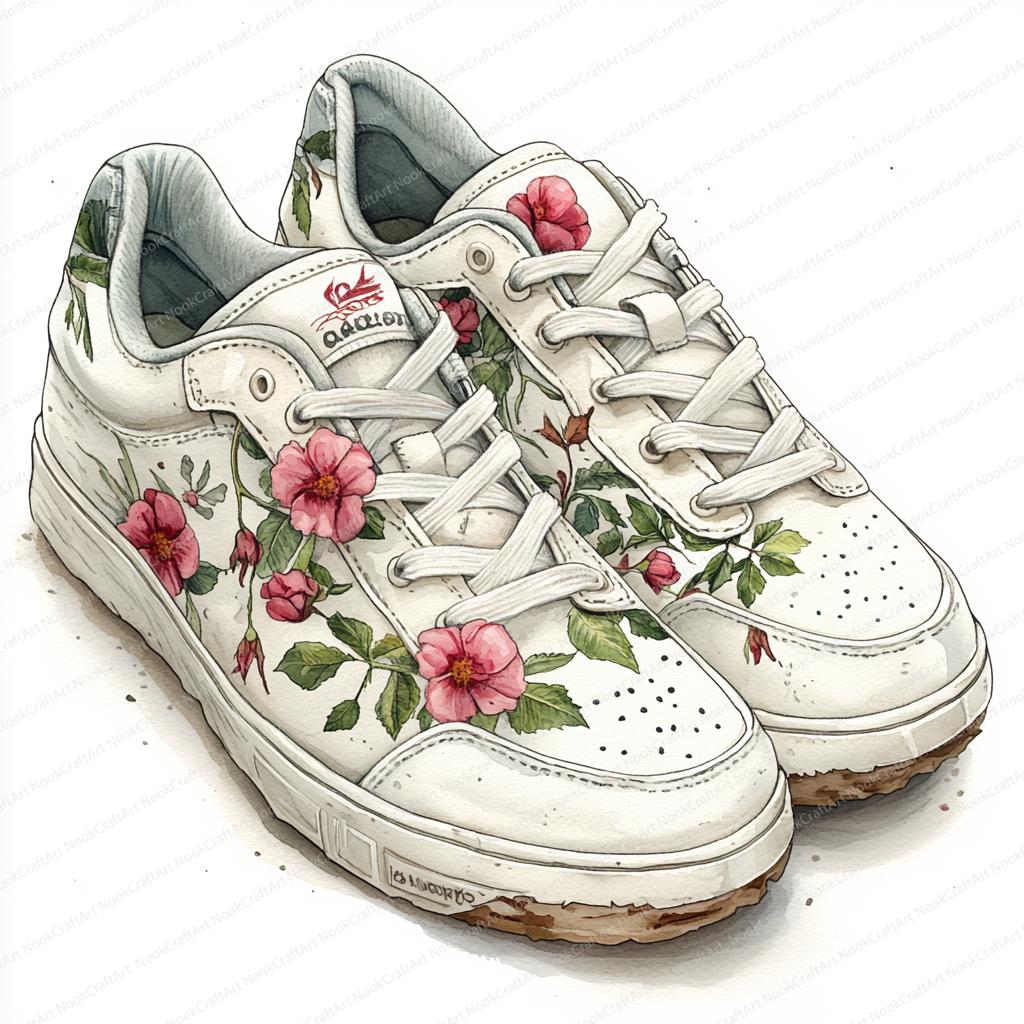 24 Floral Sneakers Clipart | Unique Shoe Design Illustrations ...