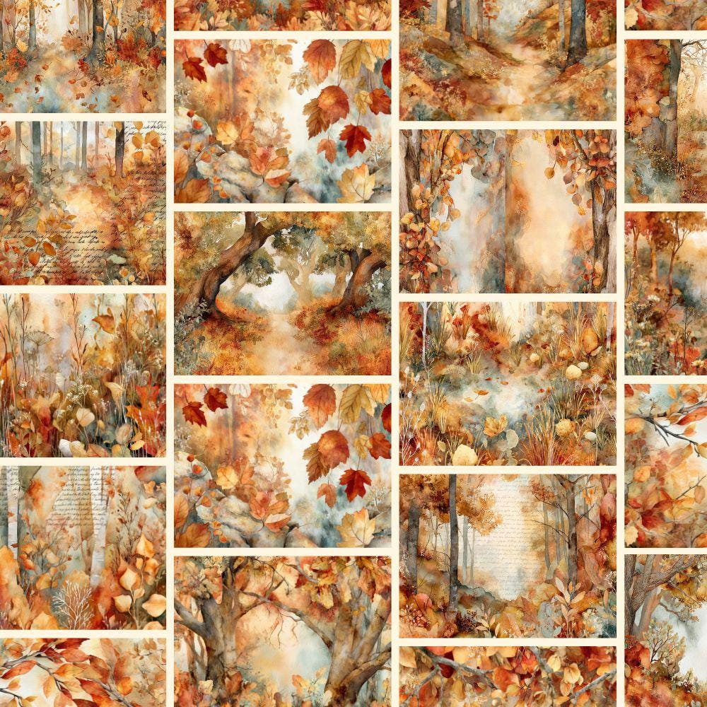 Autumn Path Junk Journal Kit | Vintage Forest Trail Collage Sheets ...