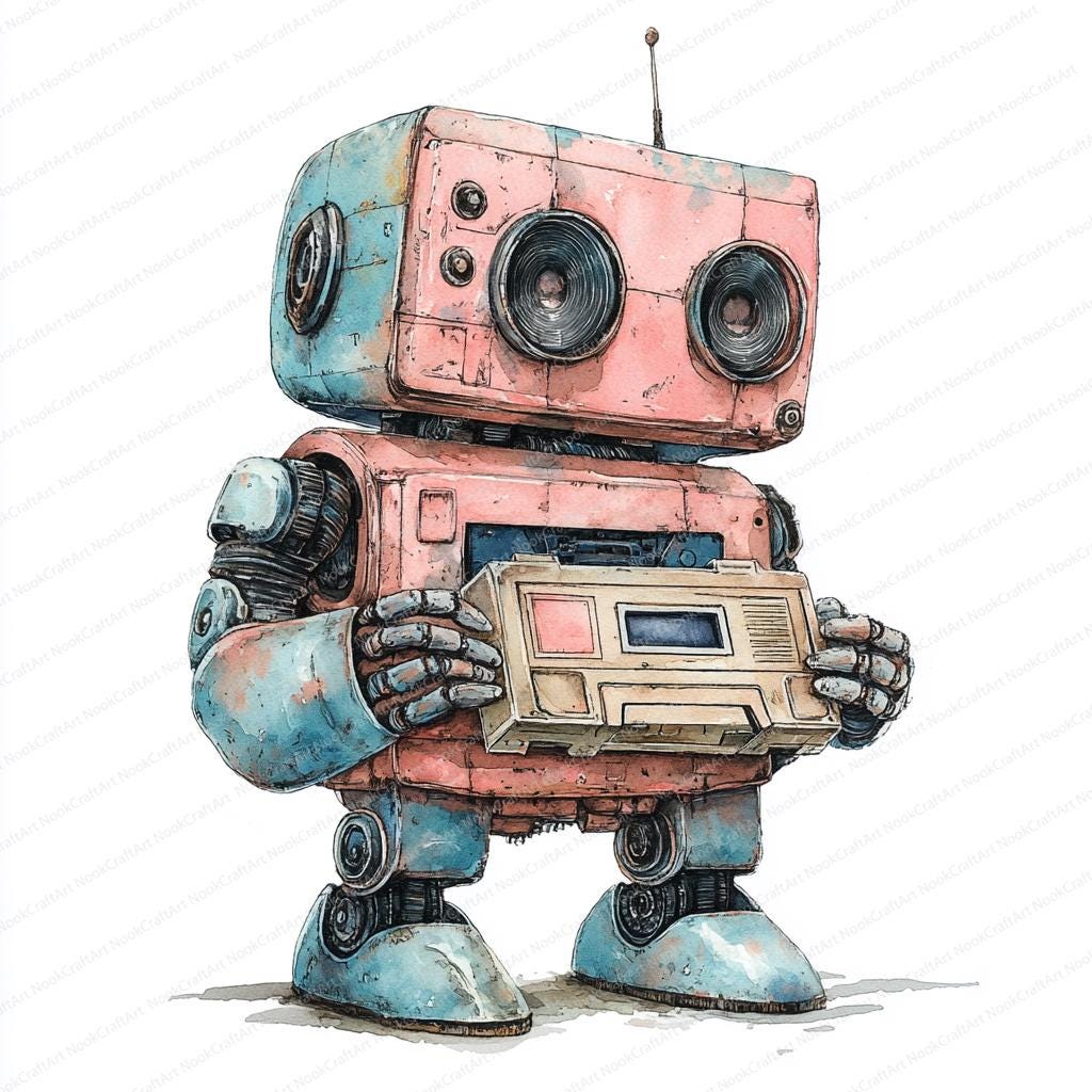 21 Vintage Robot Clipart With Antenna | Retro Cassette