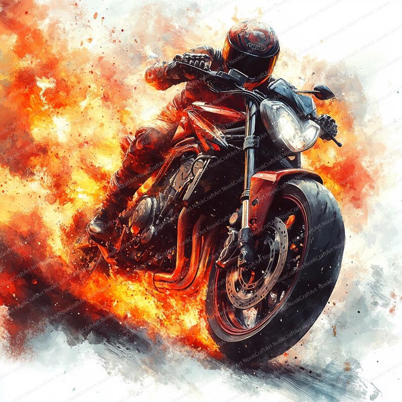 Bike Racing With Flames 18 Fiery Motorcycle Clipart | Blazing Bike in Flames Art | Printable ...