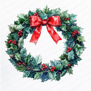 18 Watercolor Christmas Wreath Clipart | Christmas Clipart | High Quality JPGs | Digital Download | Paper Craft | Junk Journal