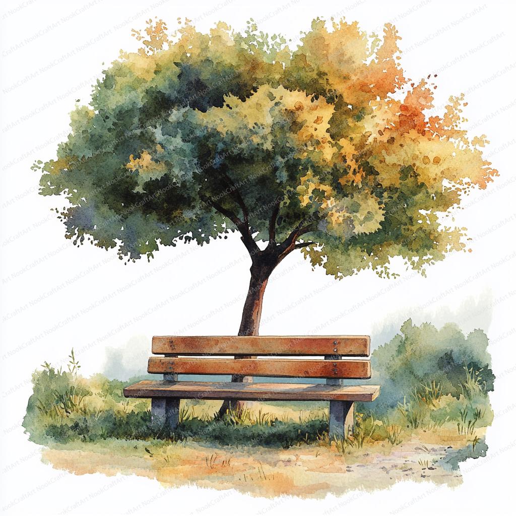 20 木のベンチのクリップアート | 穏やかな屋外のイラスト | 印刷可能