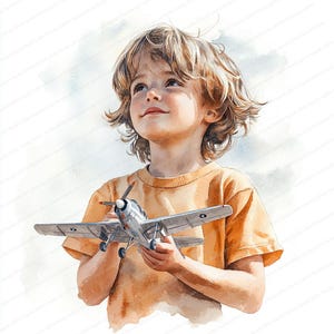 16 Clipart Maquette D'avion | Art ludique imaginatif pour enfant | Clipart aquarelle imprimable | JPG de haute qualité | Créations en papier | Journal indésirable