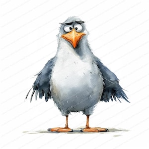 18 imágenes prediseñadas de gaviota alegre / Gaviota peculiar / Imágenes prediseñadas de acuarela imprimibles / JPG de alta calidad / Descarga digital / Manualidades de papel