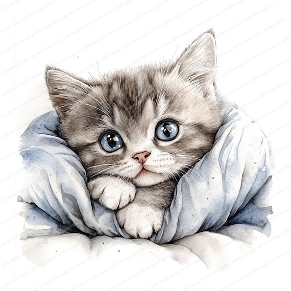 ベッドにいる猫のクリップアート 18 枚 | 眠っている子猫のイラスト