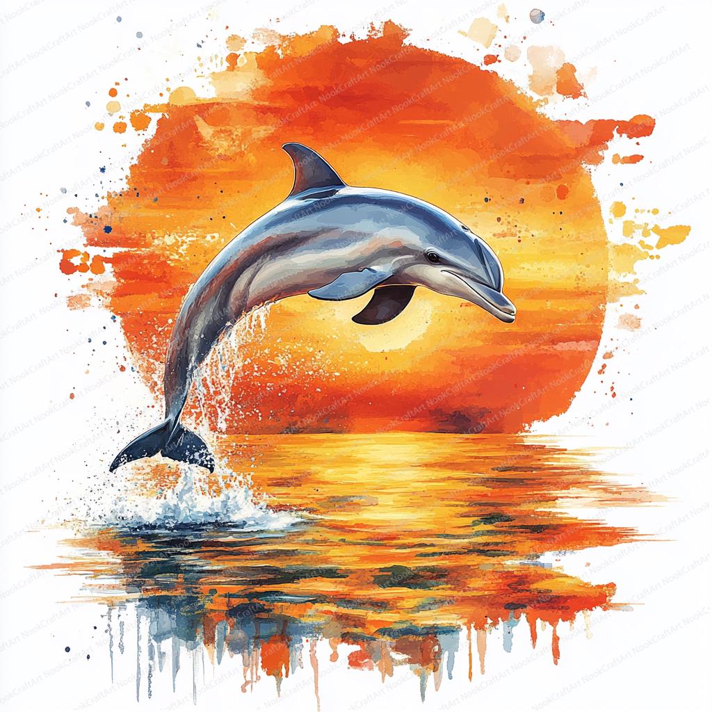 イルカの油絵 オレンジと青のグラデーション27✖️25 イルカの油絵 オレンジと青のグラデーション27✖️25
