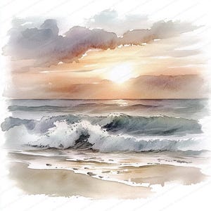 14 aquarel strandlandschap clipart | Afdrukbare aquarel clipart | Hoge kwaliteit JPG's | Digitale download | Papierkunst | junkjournaal