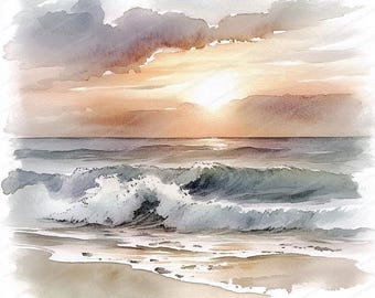 14 Watercolor Beach Scenery Clipart | Printable Watercolor clipart | High Quality JPGs | Digital download | Paper craft | junk journal