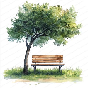 20 boombankafbeeldingen | Serene buitenillustratie| Afdrukbare aquarel clipart | Hoge kwaliteit JPG's | Papierkunst | Junkjournaal