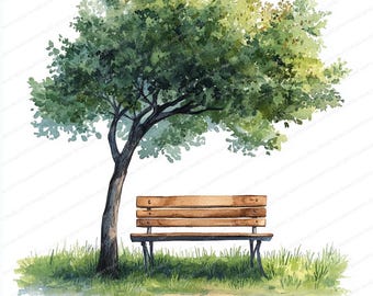 20 木のベンチのクリップアート | 穏やかな屋外のイラスト | 印刷可能