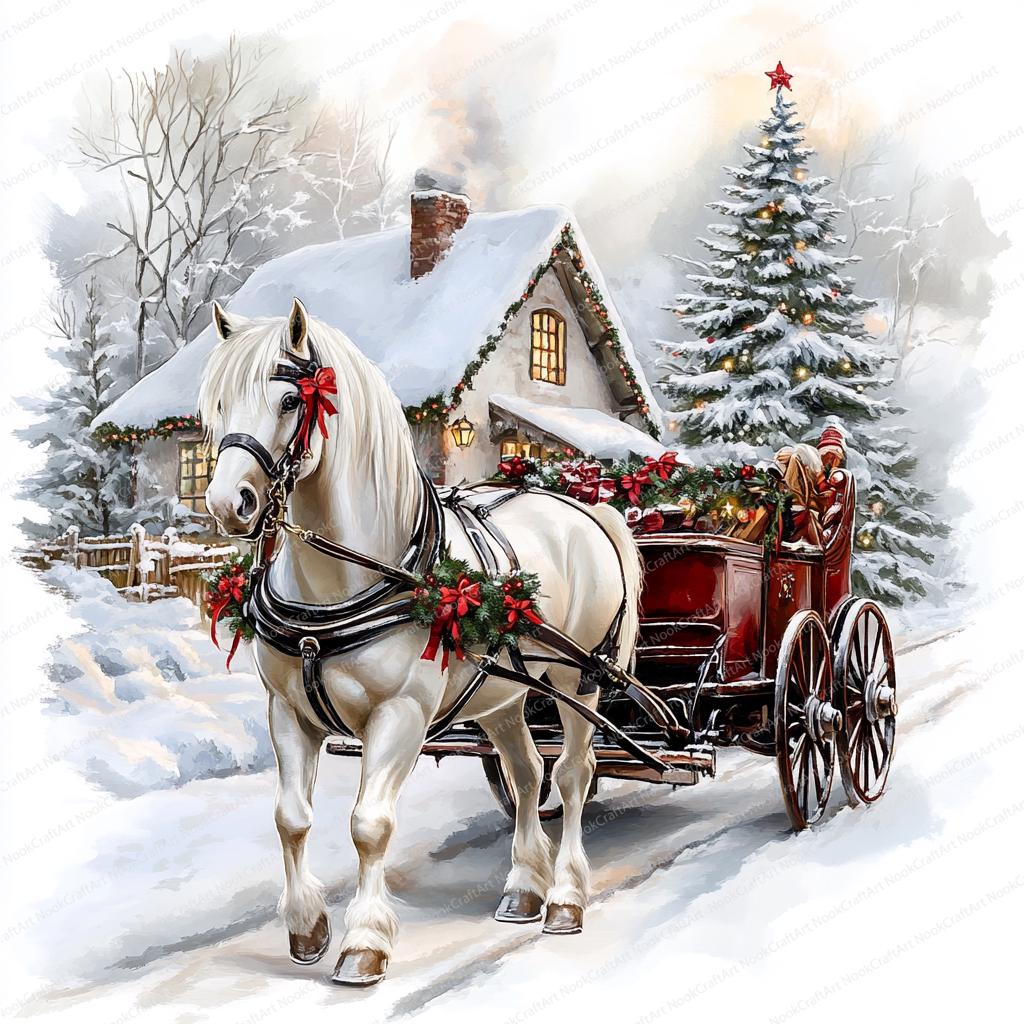 14 Christmas Horse and Carriage Clipart | Winter Christmas Scene ...