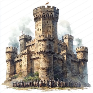 19 Medieval Castle Knights Clipart | Fantasy Fortress Illustration Pack | Printable Watercolor clipart | High Quality JPGs | Paper craft