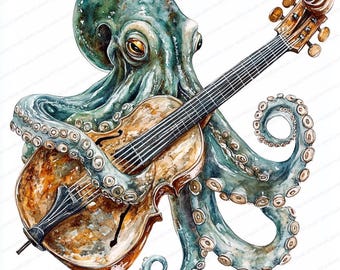 Octopus Playing Instrument Octopus Playing Drum Set PNG Clipart, Sea Creature Fun Music Lover Clip ...