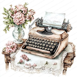 16 Clipart tavolo scrivania dello scrittore / Illustrazione dello scrittore / Clipart acquerello stampabile / JPG di alta qualità / Download digitale / Carta artigianale