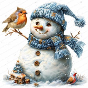 14 Imágenes prediseñadas de muñeco de nieve de Navidad / Imágenes prediseñadas de acuarela imprimibles / JPG de alta calidad / Descarga digital / Artesanía de papel / diarios basura