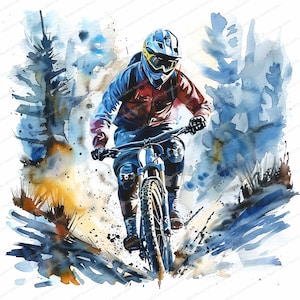 12 mountainbike clipart | Wielersport | Afdrukbare aquarel clipart | JPG's van hoge kwaliteit | Digitale download | Papierambachten | junk-tijdschriften