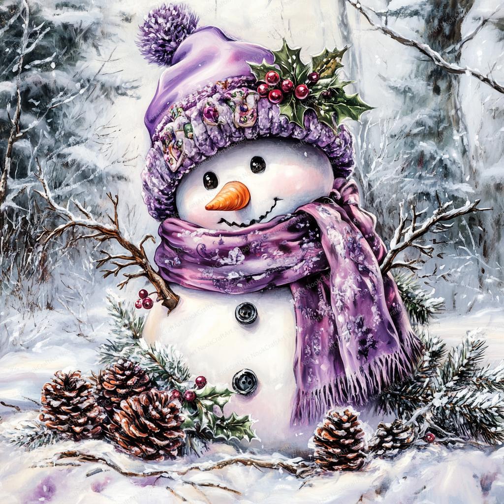 クリスマスのお祝いのかわいい雪だるまの水彩画クリップアート | 14 枚