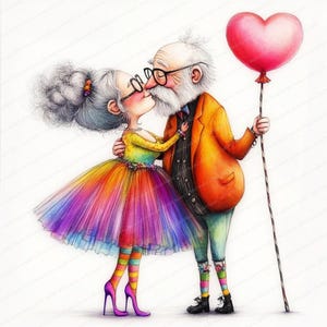 14 Quirky Kiss Clipart | Wydrukowalne akwarelowe cliparty | Wysokiej jakości pliki JPG | Pobieranie cyfrowe | Rękodzieło papierowe | Junk Journal