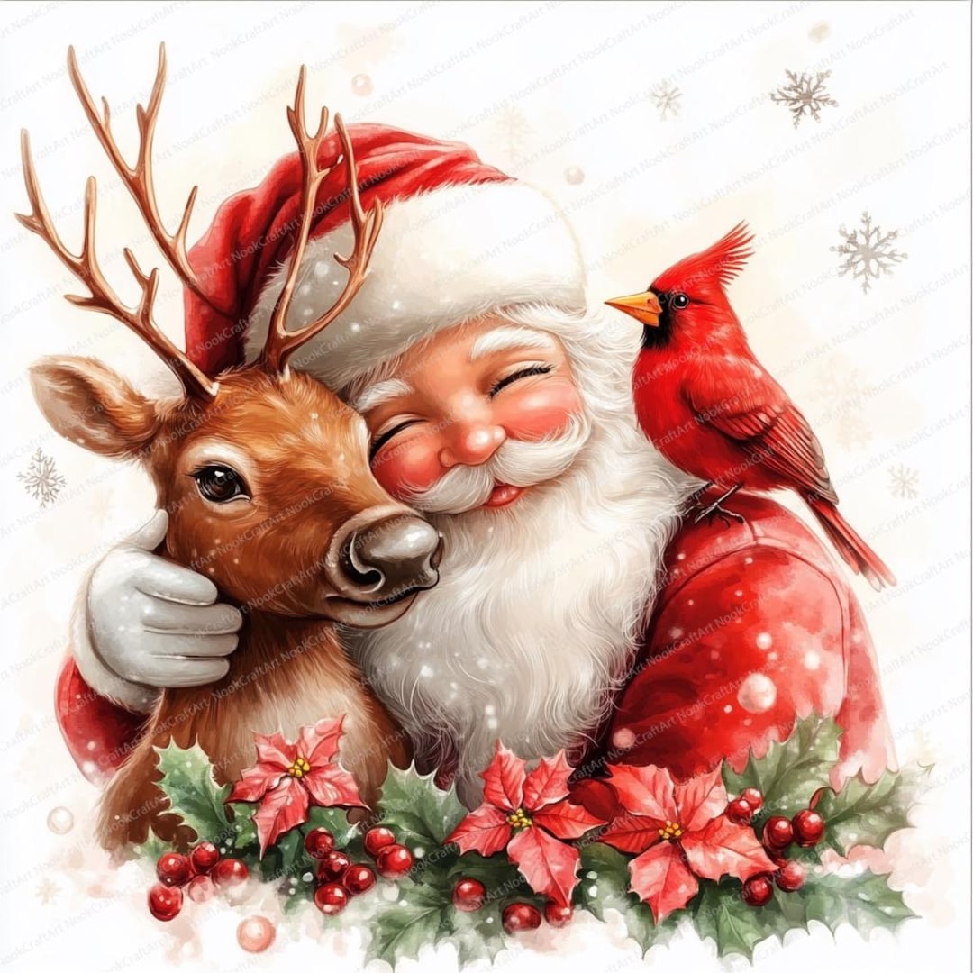 まめたろう　クリスマスの夜　シーグラス／フレームアート／サンタ／トナカイ 18 クリスマス サンタクロース クリップアート | トナカイと