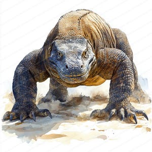 Colección de 24 imágenes prediseñadas de dragones de Komodo / Conjunto de ilustraciones digitales de reptiles / Imágenes prediseñadas de acuarela imprimibles / JPG de alta calidad / Manualidades con papel