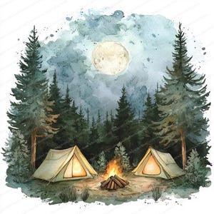 14 Cozy Camping Clipart | Outdoor Camping Tent Clipart | Printable Watercolor clipart | High Quality JPGs | Digital download | Paper craft