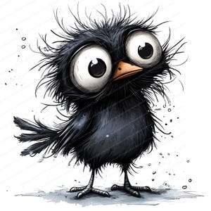 14 Frazzled Crow Clipart | Printable Watercolor clipart | High Quality JPGs | Digital download | Paper craft | junk journal