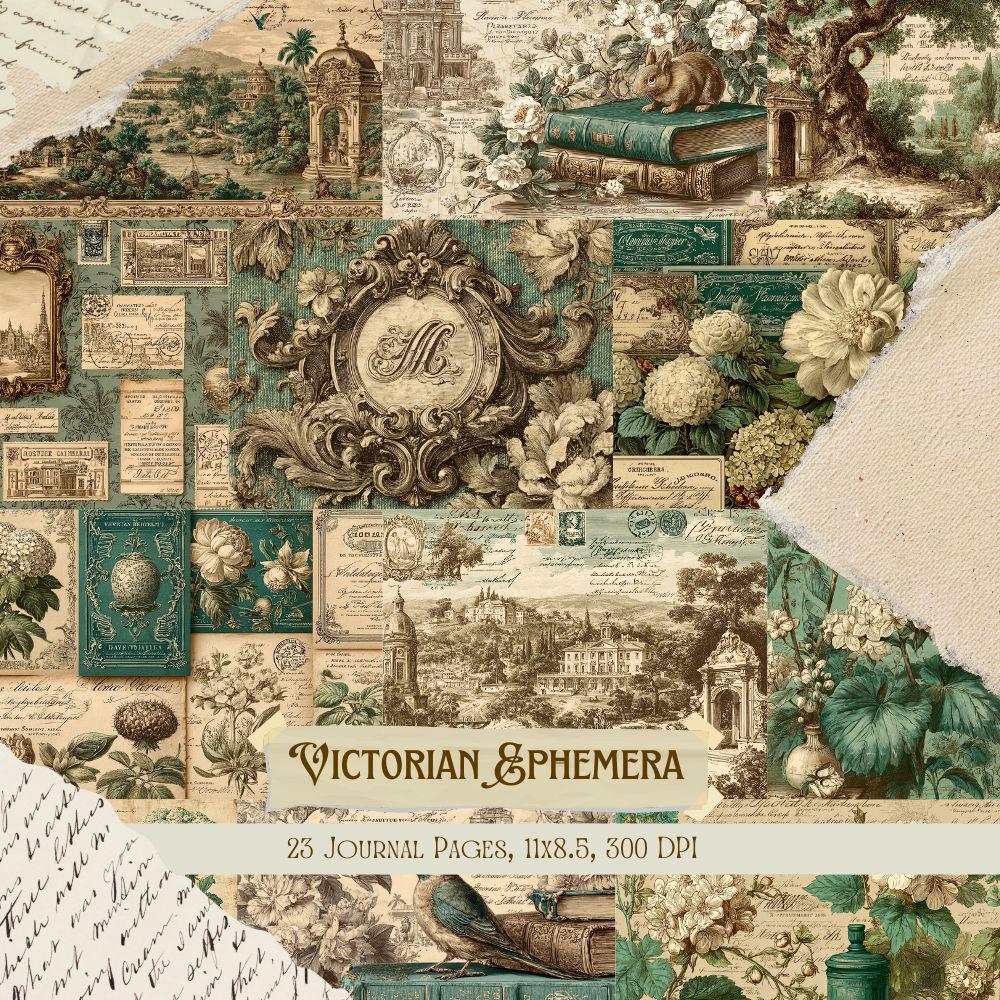 Victorian Ephemera Junk Journal Kit | Antique Collage Sheets | Vintage ...