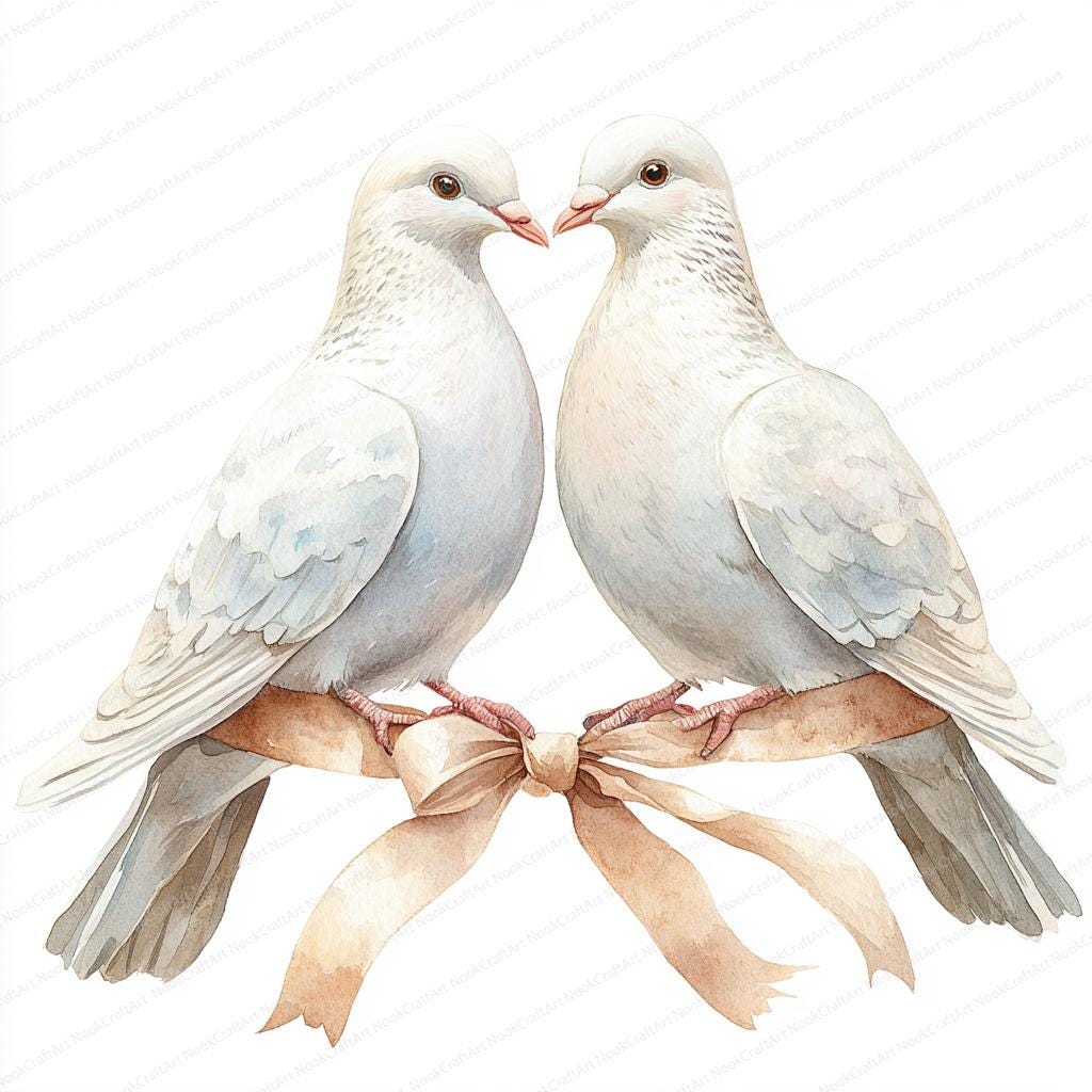 17 Doves With Ribbon Clipart | Elegant Wedding Graphic Design ...
