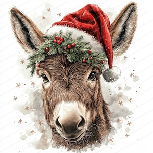 16 Christmas Donkey Clipart | Vintage Donkey | Watercolor Clipart | High Quality JPGs | Digital Download | Paper Craft | Scrapbooking
