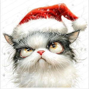 16 Funny Cat Clipart | Cute Christmas Cat Designs | Printable Watercolor Clipart | High Quality JPGs | Paper Craft | Junk Journal