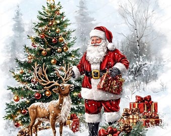 クリスマスのトナカイとサンタクロースのクリップアート18点 | お祝い