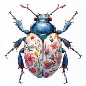 18 Blumenkäfer Insekt Clipart | Druckbare Aquarell Clipart | Hochwertige JPGs | Digitaler Download | Papiermodell | Junk-Journa