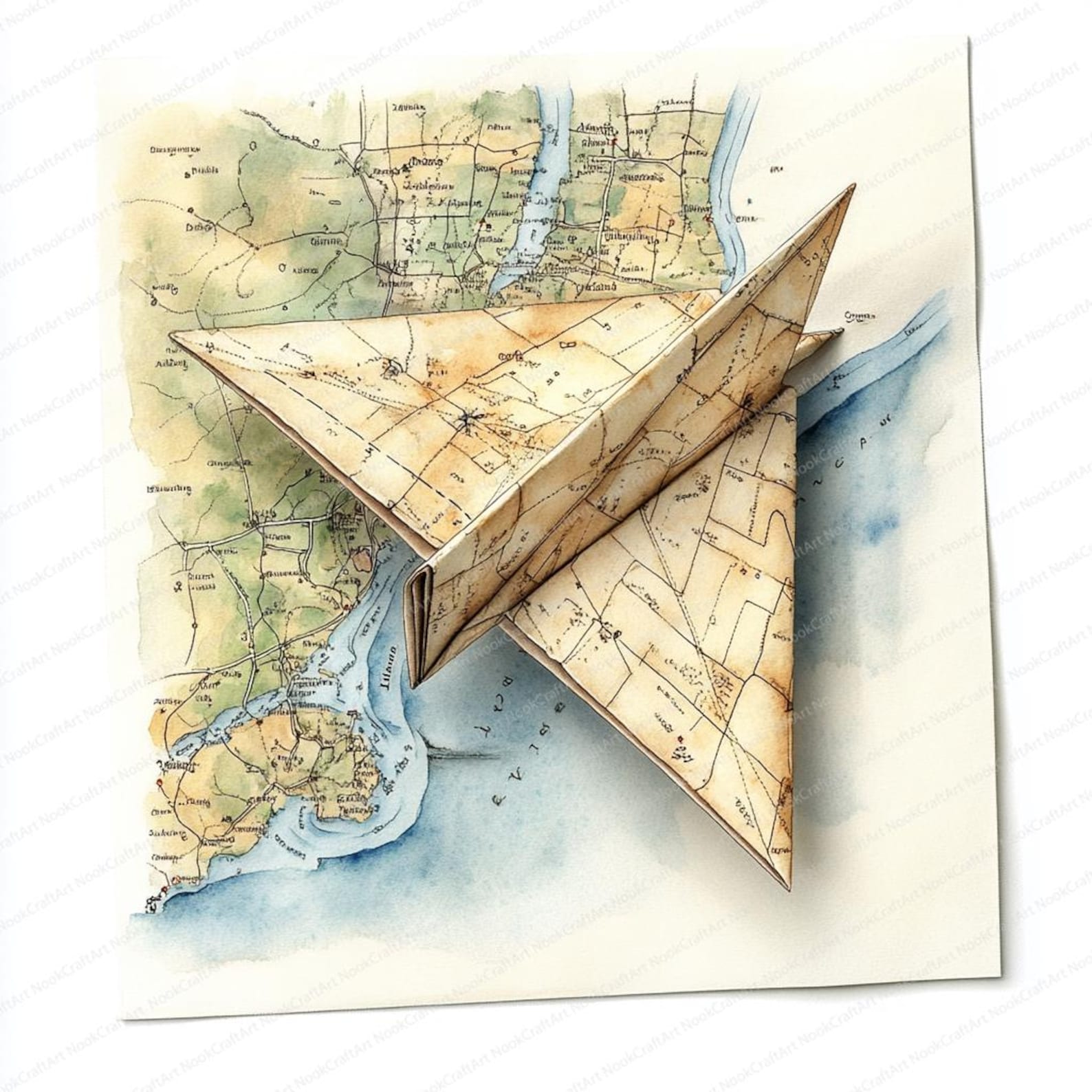 22 Paper Airplane Map Clipart | Travel-themed Digital Art | Printable ...