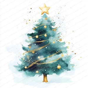 16 artistieke kerstboomafbeeldingen | Spar | Afdrukbare aquarel clipart | Hoge kwaliteit JPG's | Digitale download | Papierkunst