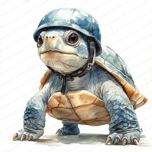 15 Schildkröte in Helm Clipart | Schrullige Cartoon-Tier-Illustration | Druckbare Aquarell Clipart | Hochwertige JPGs | Papiermodell | Zeitschrift