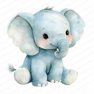 14 imágenes prediseñadas de elefantes de dibujos animados / Elefante pequeño / Imágenes prediseñadas de acuarela imprimibles / JPG de alta calidad / Descarga digital / Manualidades de papel