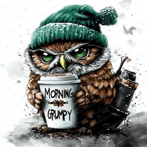 Colección de 16 pájaros gruñones de café. Clipart de acuarela imprimible. JPG de alta calidad. Descarga digital. Manualidades de papel. Diario basura.