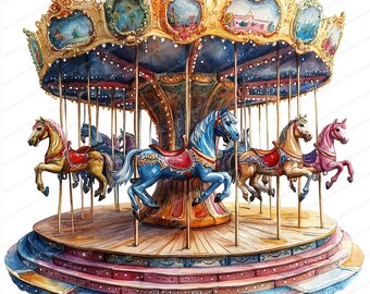 18 メリーゴーランドの馬のクリップアート | 気まぐれな遊園地の