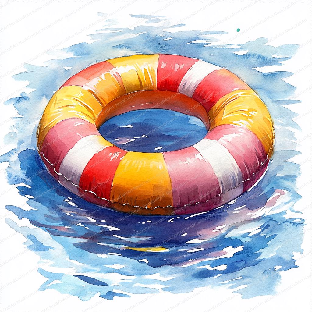 16 Inflatable Pool Ring Clipart | Striped Pool Float Illustration ...